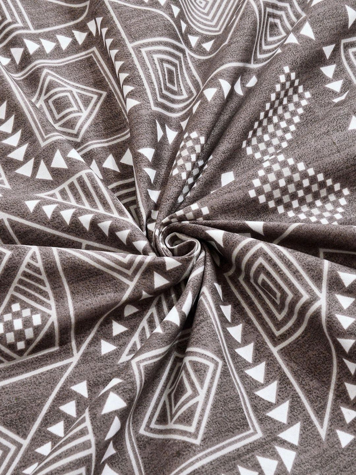Myntra Elegant Homes Brown & White Geometric 300 TC Single Bedsheet with 1 Pillow Covers
