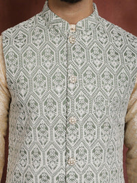 Anouk Ethnic motifs  Woven Design Mandarin Collar Long Sleeves Kurta Set