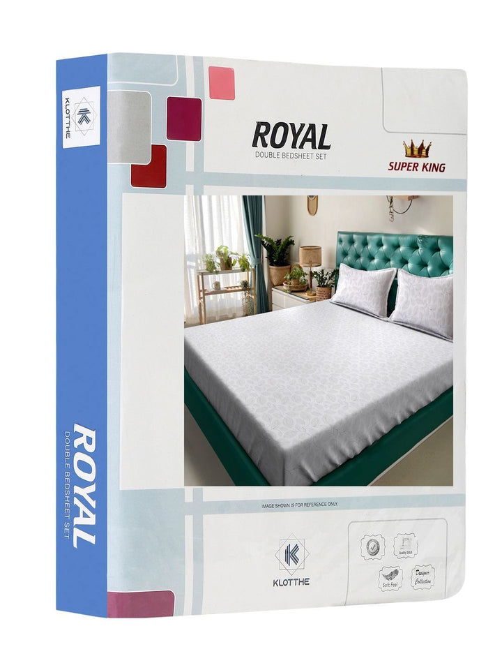 KLOTTHE White Floral 400 TC Bedsheet with 2 Pillow Covers