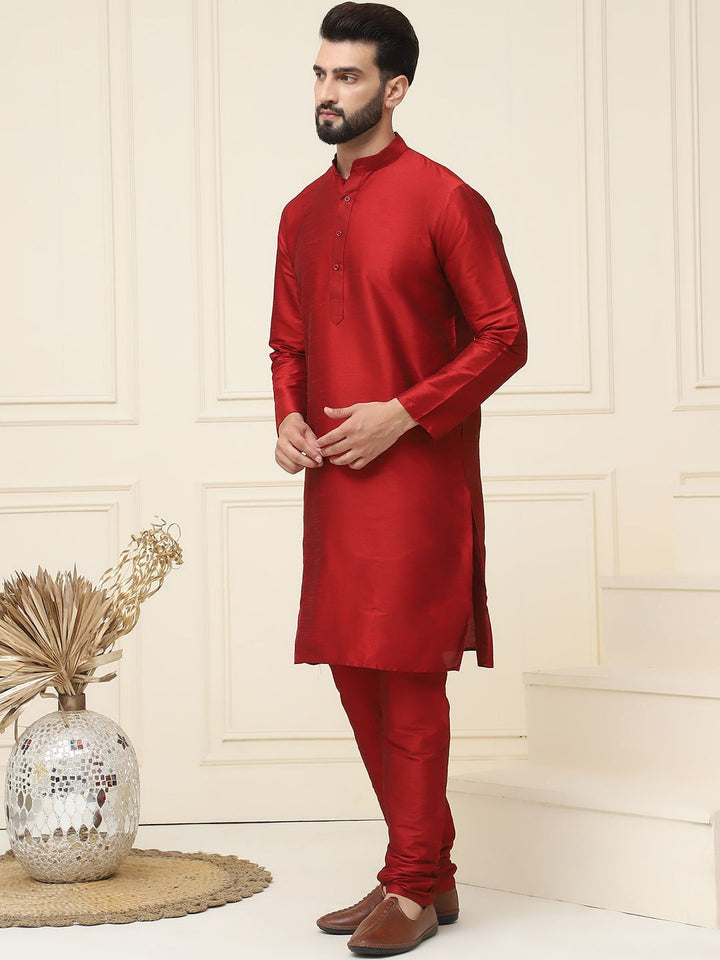SOJANYA Mandarin Collar Straight Kurta With Churidar