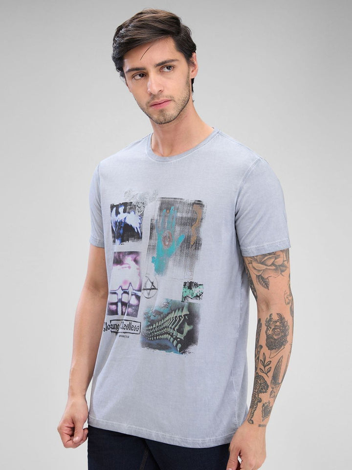 SPYKAR Men Graphic Printed Round Neck Cotton T-shirt
