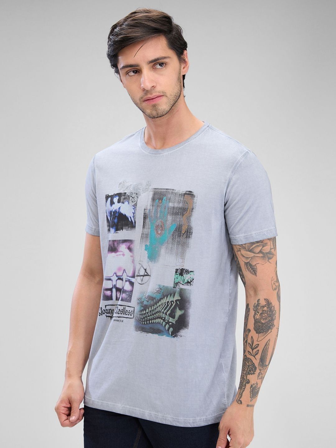 SPYKAR Men Graphic Printed Round Neck Cotton T-shirt