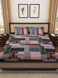 Myntra Elegant Homes Hitam & Putih Bercetak Set Cadar King 300 TC 2.50 m x 2.20m