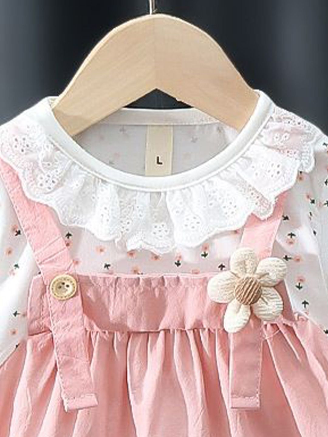 YK Self Design Round Neck Short Sleeves Knee Length Lace Inserts A-Line Dress