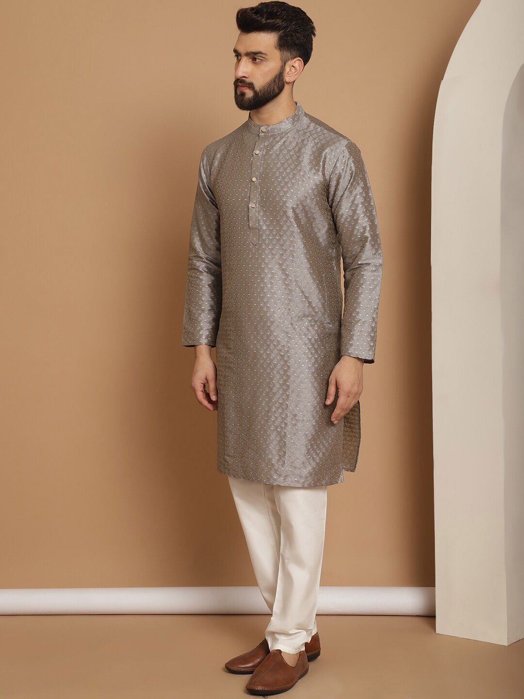 Anouk Ethnic Motifs Embroidered Straight  Kurta with Churidar