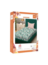 Myntra Elegant Homes Green & White Floral 300 TC Cadar Tempat Tidur Single dengan 1 Sarung Bantal