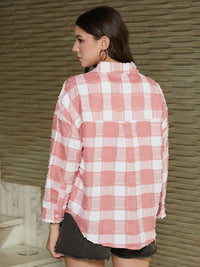 Campus Sutra Women Comfort Spread Collar Checked Oversized Casual Shirt