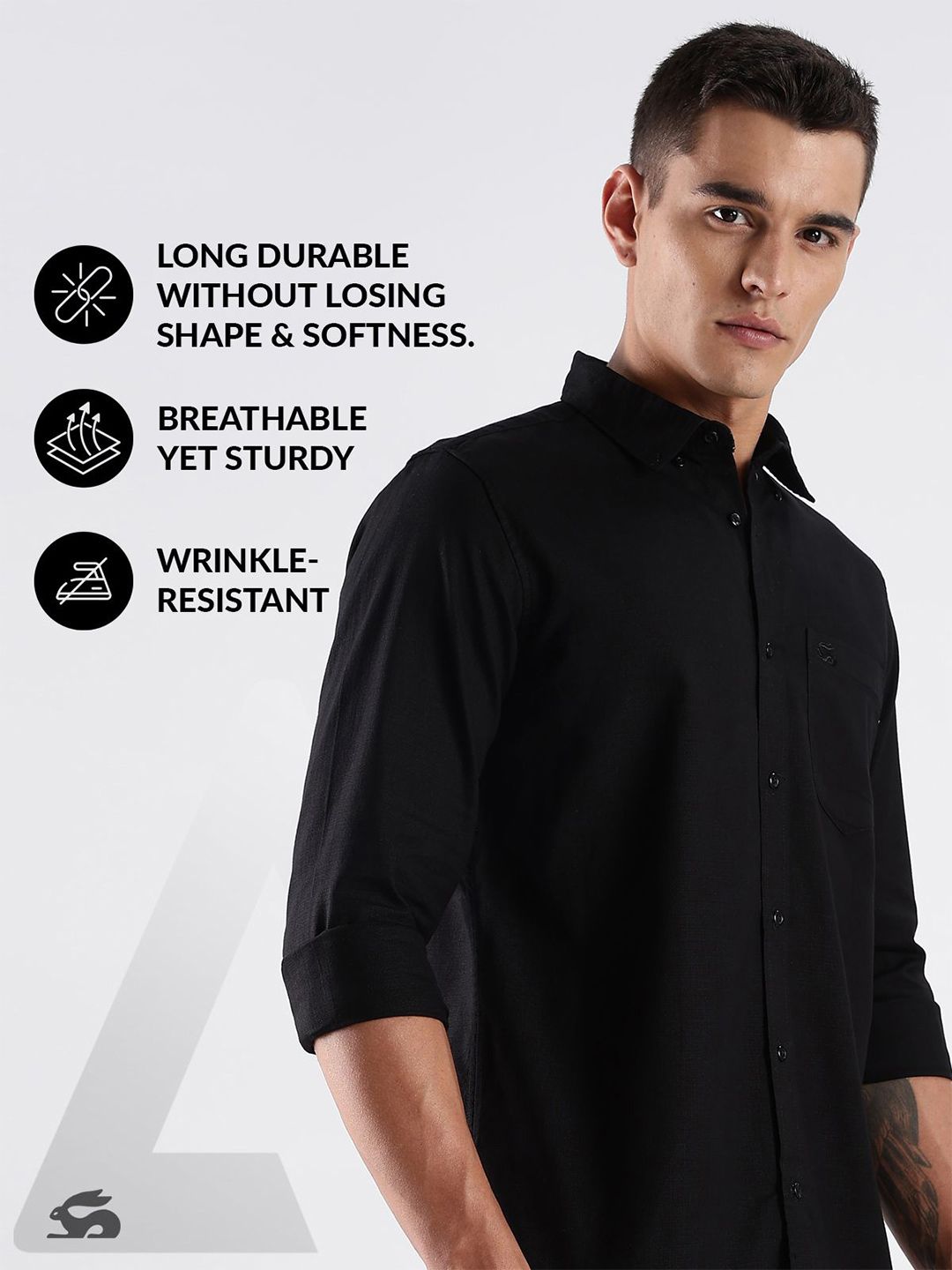 ADRO Men Standard Fit Solid Button-Down Collar Casual Shirt
