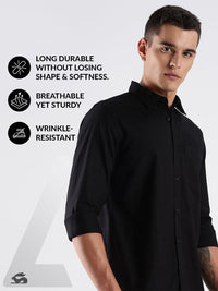 ADRO Men Standard Fit Solid Button-Down Collar Casual Shirt