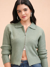 ESPYR By Tokyo Talkies Women Cable Knit with Zip Detail Detail