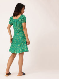 DressBerry Girlish Bloom Sweetheart Neck Puff Sleeves A-Line Dress
