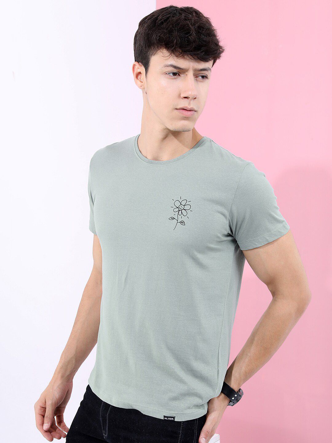HIGHLANDER Men Green Printed Cotton T-shirt