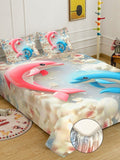 KLOTTHE Grey Animal Printed Dipasang 400 TC Cadar 7D Cadar Tempat Tidur King Superfine-250X225 cm