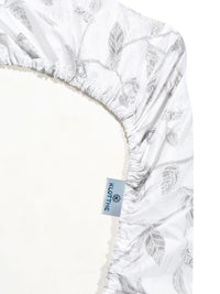 KLOTTHE White Floral Printed Fitted 400 TC Cotton Super King Bedsheet With 2 Pillow Covers