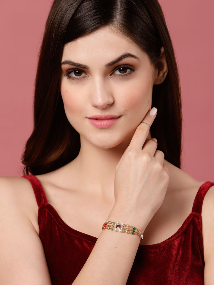 Gelang Pautan Manik Tiruan Saduran Emas Anouk