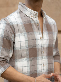 Powerlook Men Tartan Checked Button-Down Collar Cotton Casual Shirt