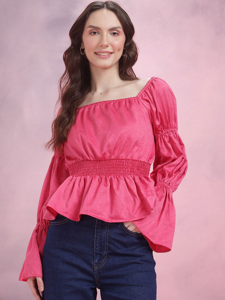 DressBerry Puff Sleeve Peplum Top