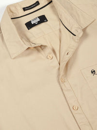 Thomas Scott Men Standard Slim Fit Spread Collar Solid Cotton Casual Shirt