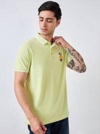 SPYKAR Men Graphic Printed Polo Collar Cotton Slim Fit T-shirt