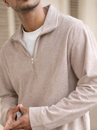 Powerlook Regular Fit Solid Mock Collar Pullover Sweatshirt