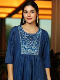 Libas Floral Yoke Design Thread Work Thread Work Pleated Kurti