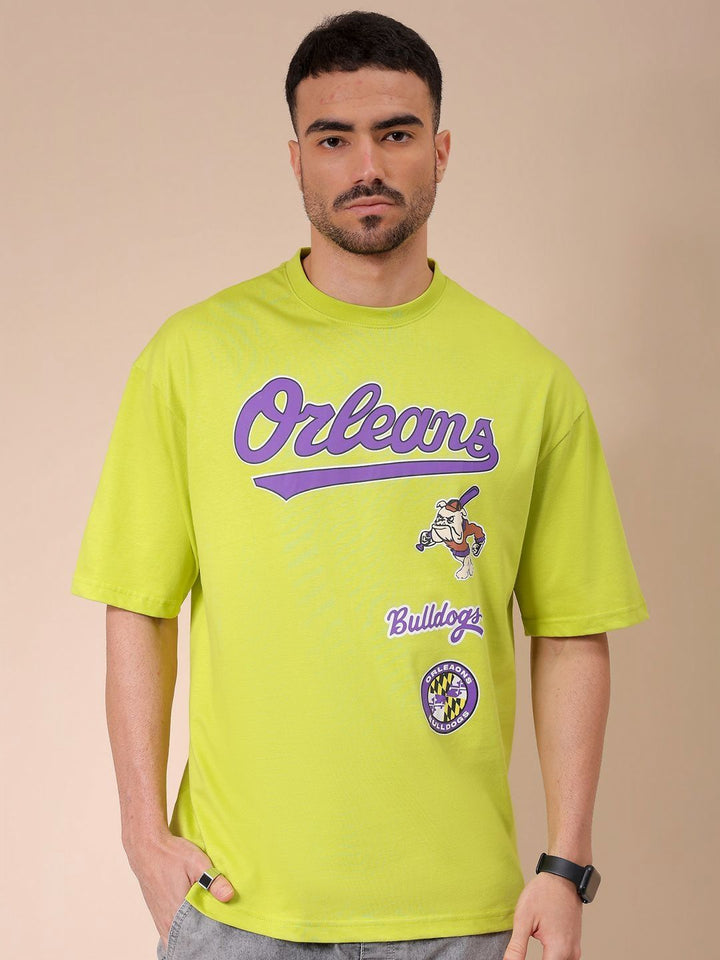The Indian Garage Co Men Typography Printed Round Neck Cotton Oversized T-shirt
