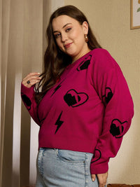 Berrylush Curve Women Printed Round Neck Long Sleeves Pullover