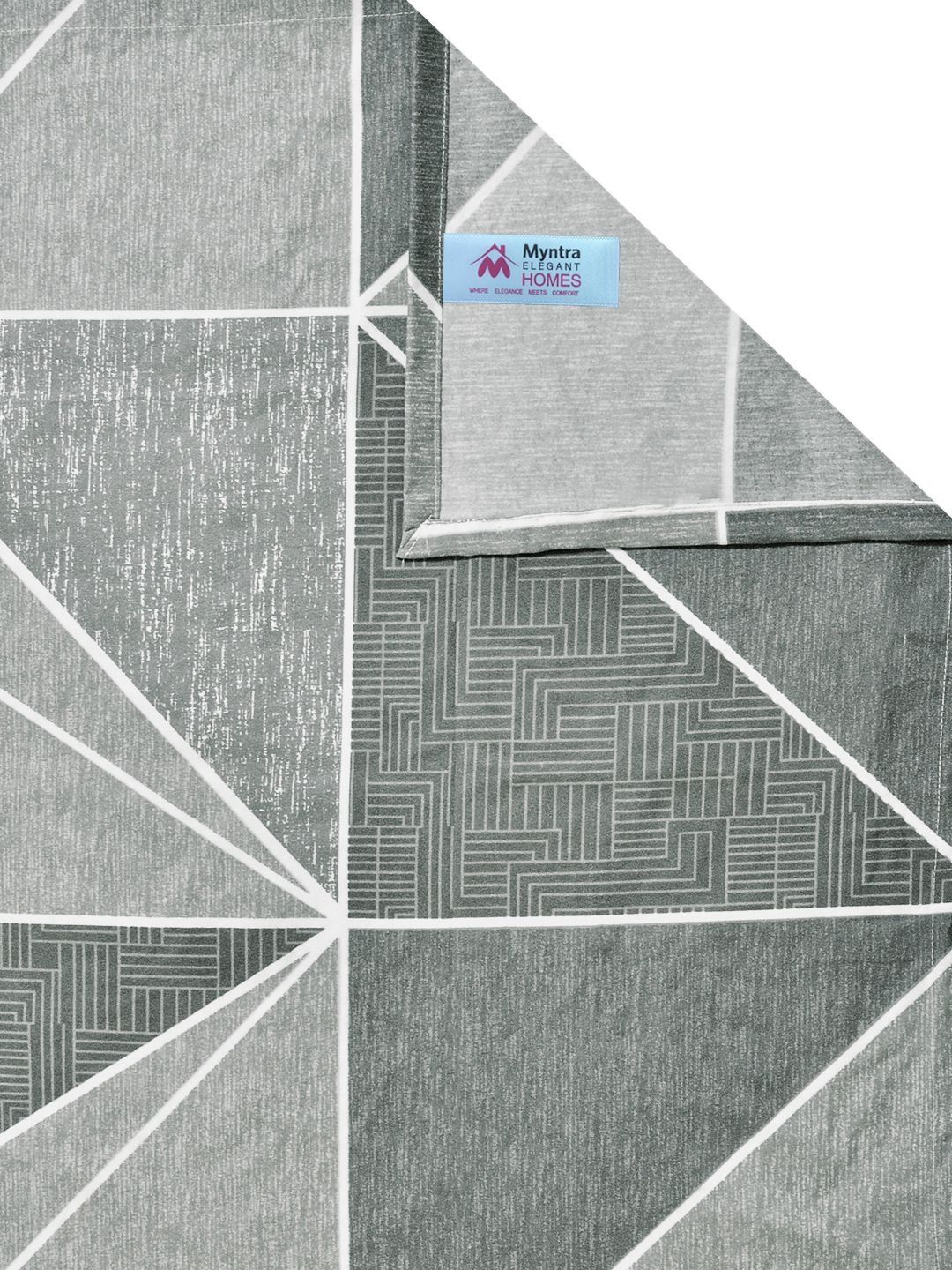 Myntra Elegant Homes Grey Geometric 300 TC King Double Bedsheet dengan 2 Sarung Bantal
