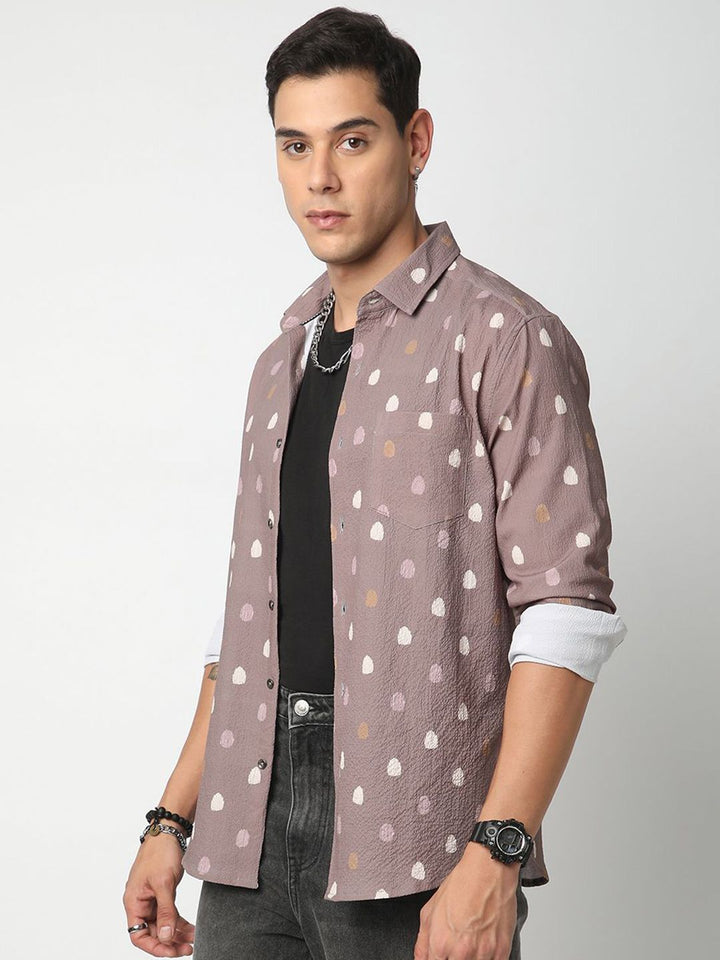 VASTRADO Men Classic Spread Collar Geometric Printed Slim Fit Casual Shirt