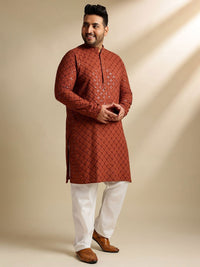 SOJANYA PLUS Embroidered Mandarin Collar Straight Pure Cotton Kurta