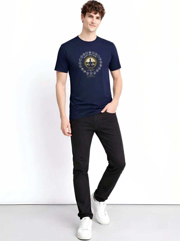 ADRO Lelaki Grafik Bercetak Leher Bulat Lengan Biasa Kapas T-shirt