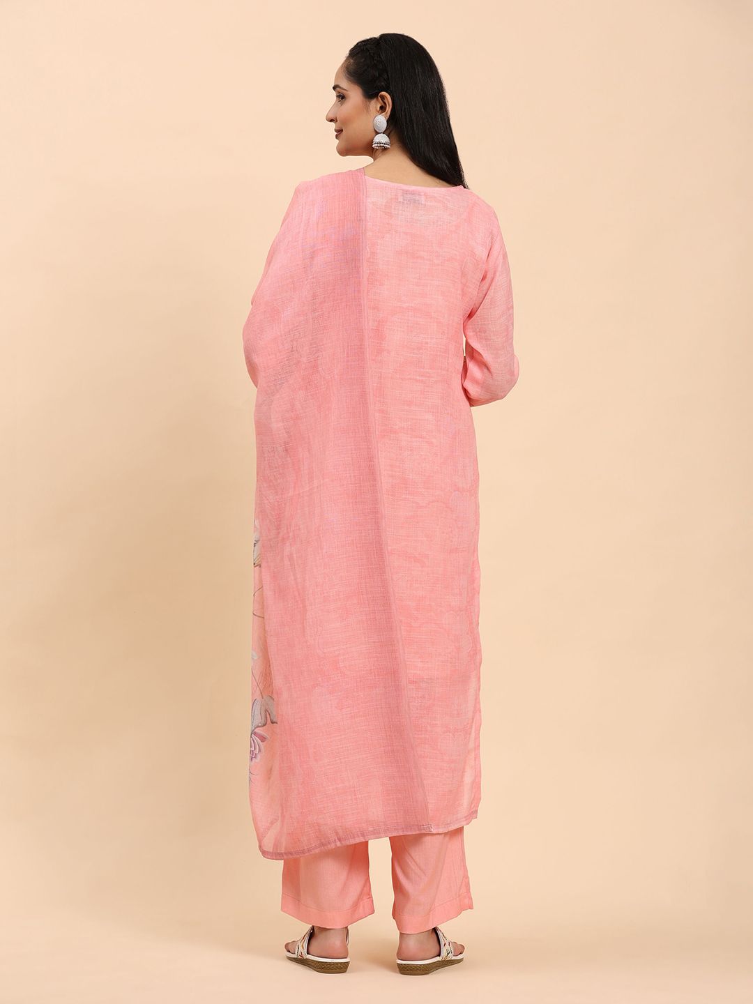 Mamicha Women Ethnic Motifs Printed Regular Thread Work Pure Cotton Kurta with Palazzos & With Dupatta