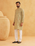 SOJANYA Ethnic Motifs Printed Band Collar Straight Kurta With Churidar