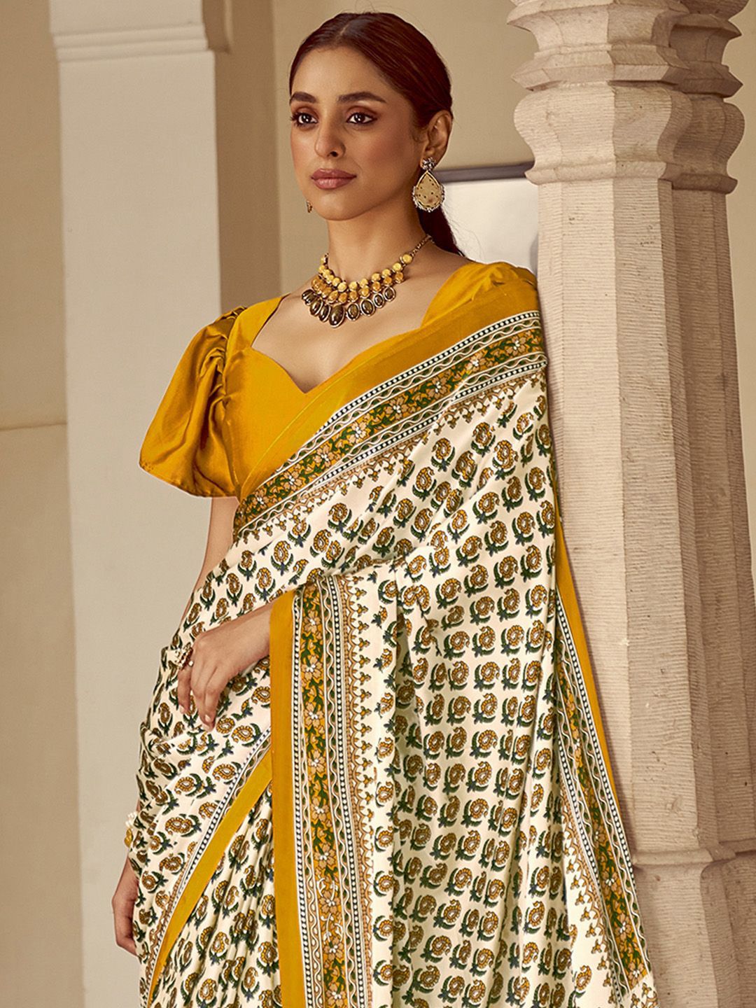 Saree mall Bagh Poly Crepe Block Print Sarees