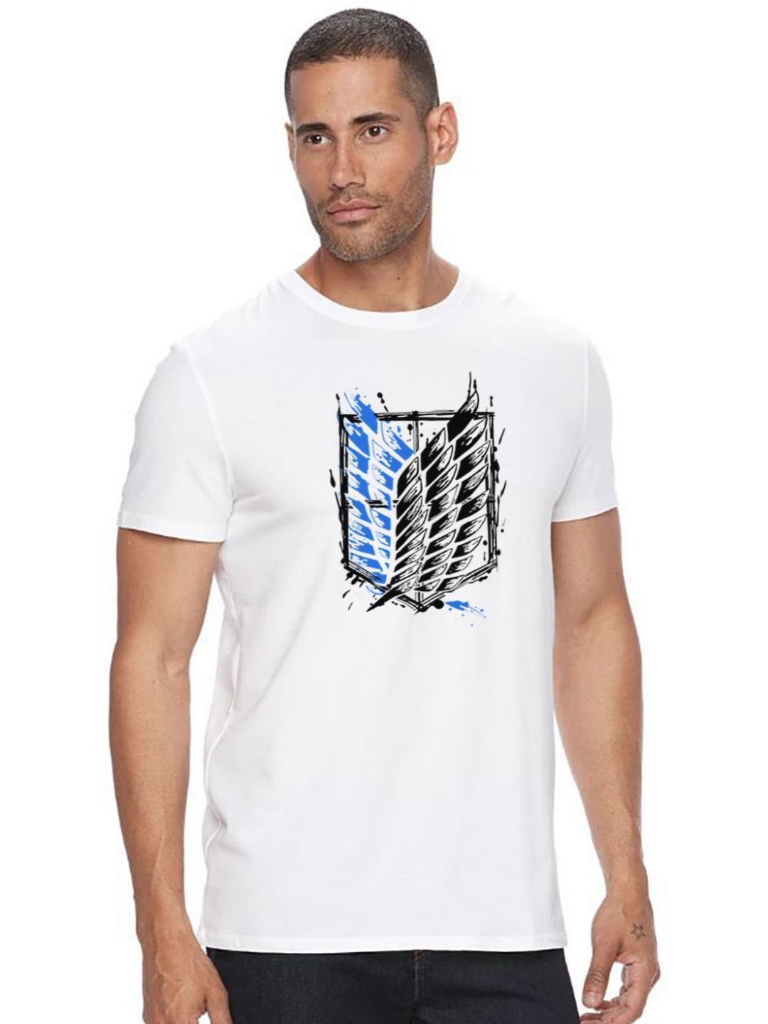 Pek ADRO Lelaki dengan 3 T-shirt Kapas Leher Bulat Bercetak Grafik