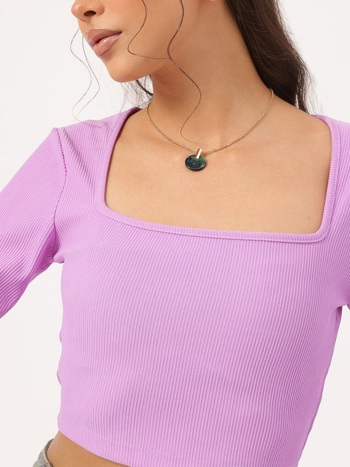 DressBerry Aesthetic Avenue Square Neck Ribbed Crop Top