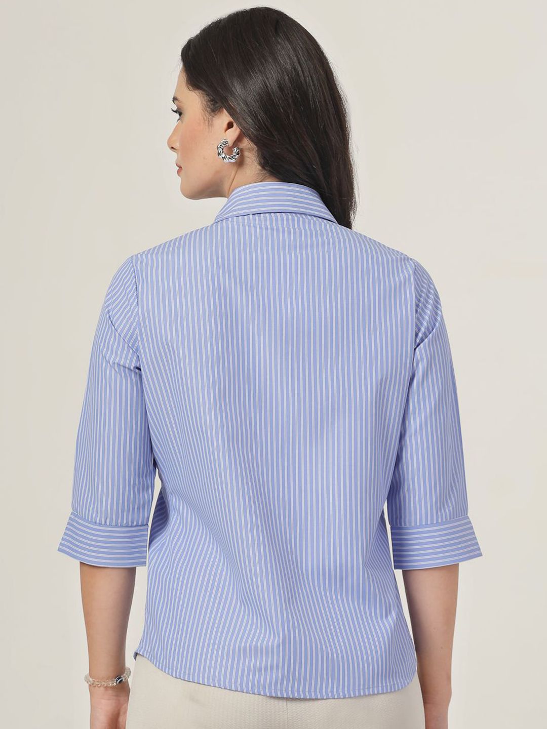 Style Quotient Women Smart Spread Collar Vertical Striped Formal Shirt