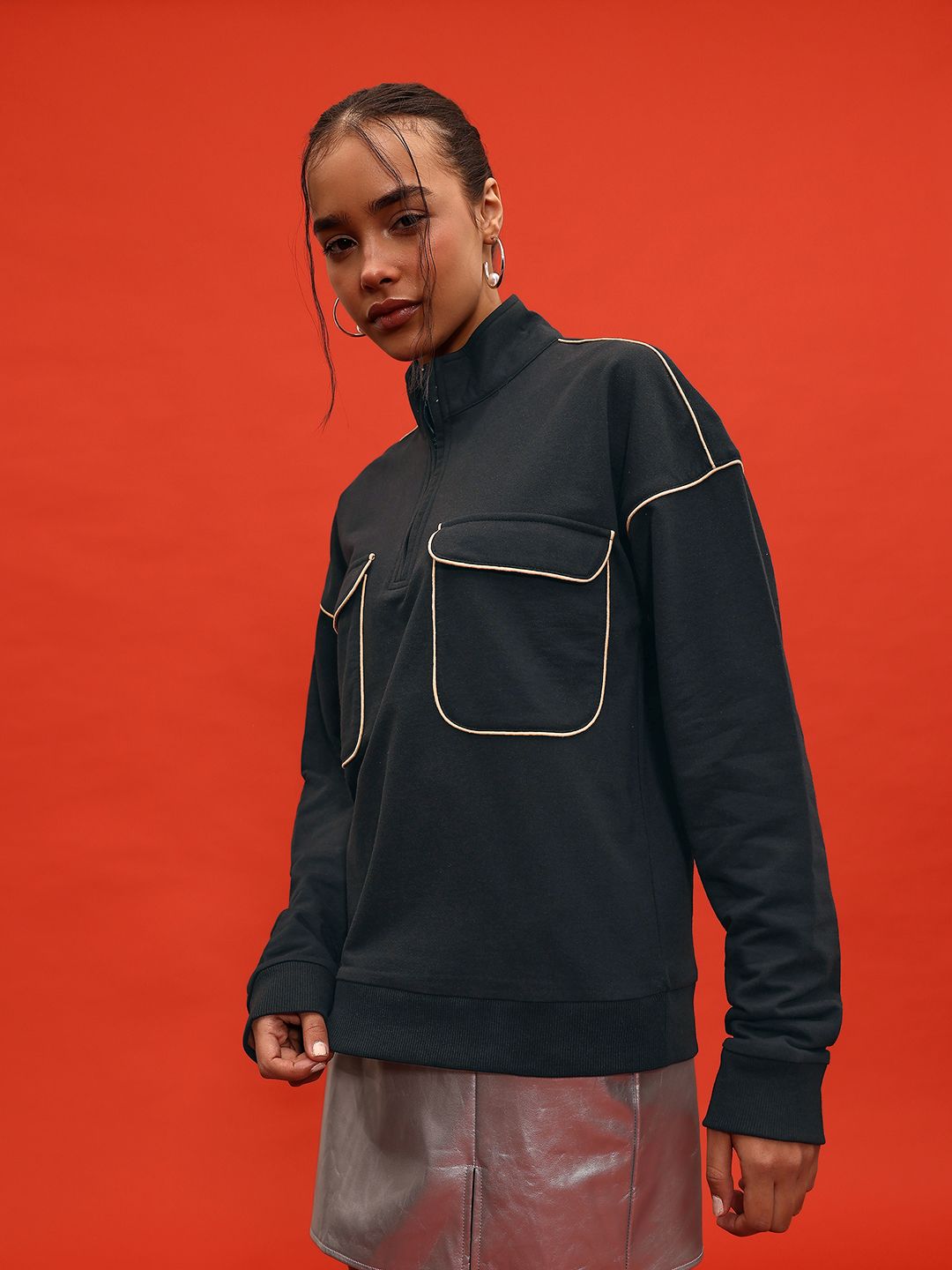 DressBerry Contrast Detail Sweatshirt