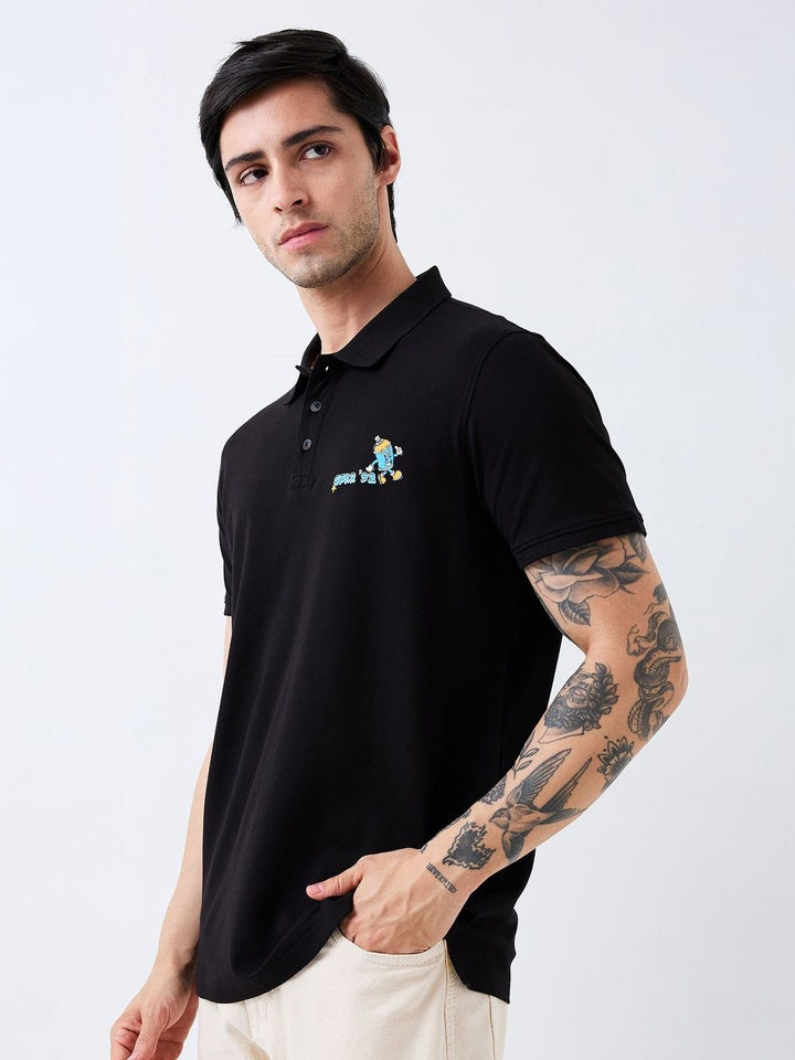 SPYKAR Men Graphic Printed Polo Collar Cotton Slim Fit T-shirt