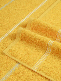 MYTRIDENT Yellow & White Striped Cotton 450 GSM Bath Towel