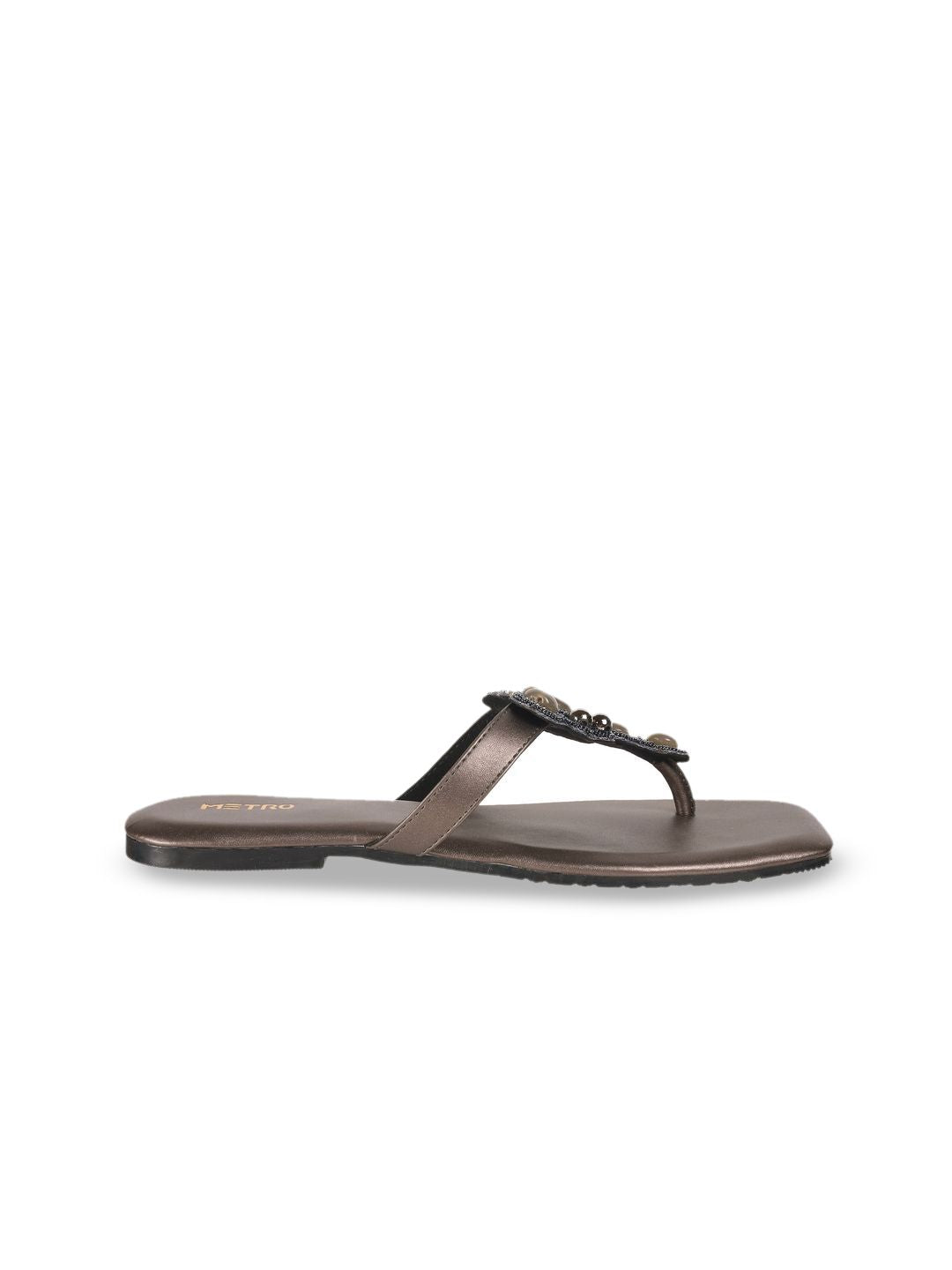 Metro Women Embellished T-Strap Flats