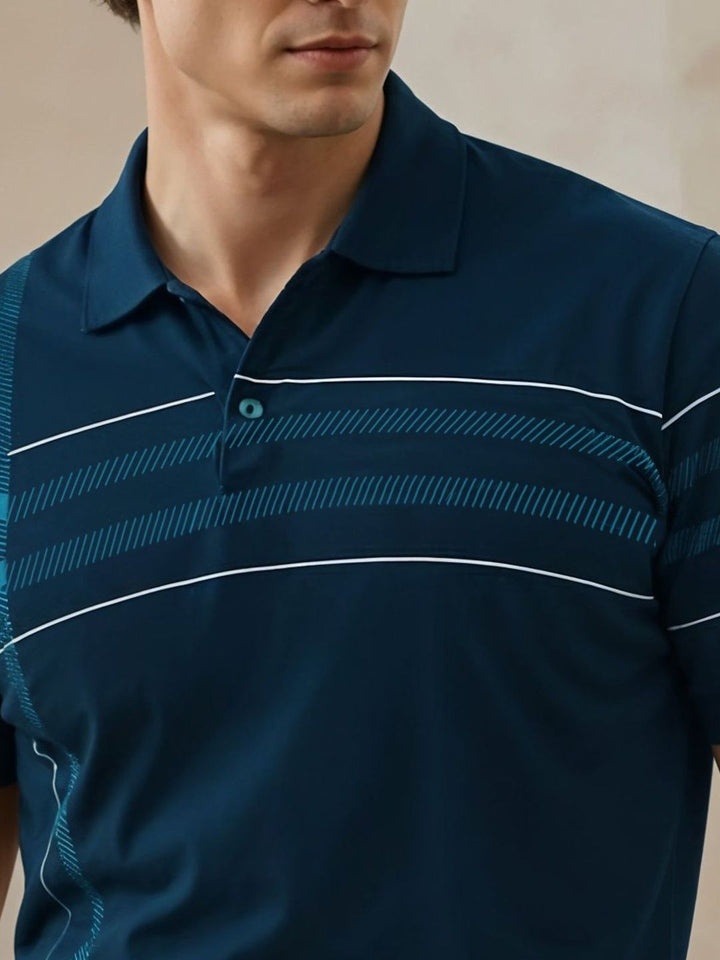ADRO Men Striped Polo Collar T-shirt