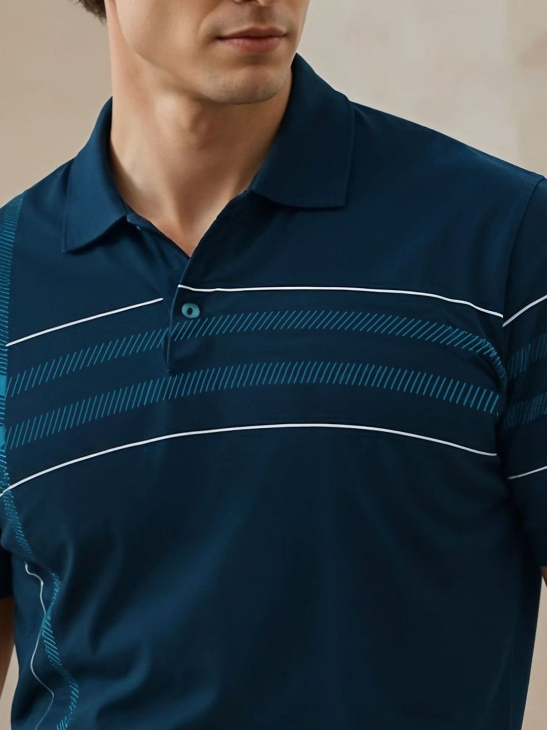 ADRO Men Striped Polo Collar T-shirt