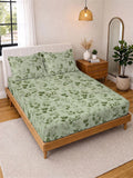 Myntra Elegant Homes Green Floral 300 TC King Double Bedsheet dengan 2 Sarung Bantal