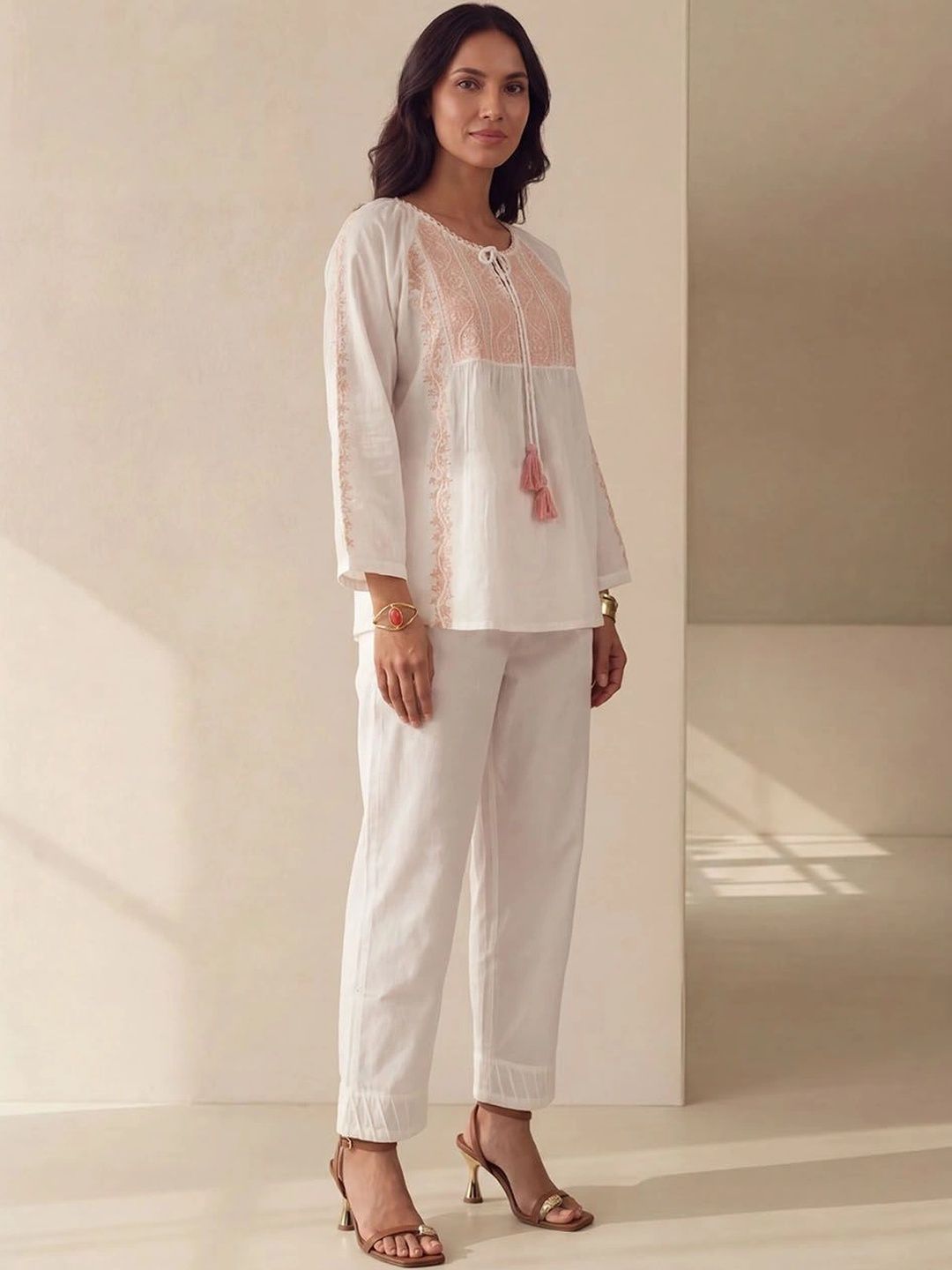 House of Chikankari Embroidered Ethnic Cotton Top