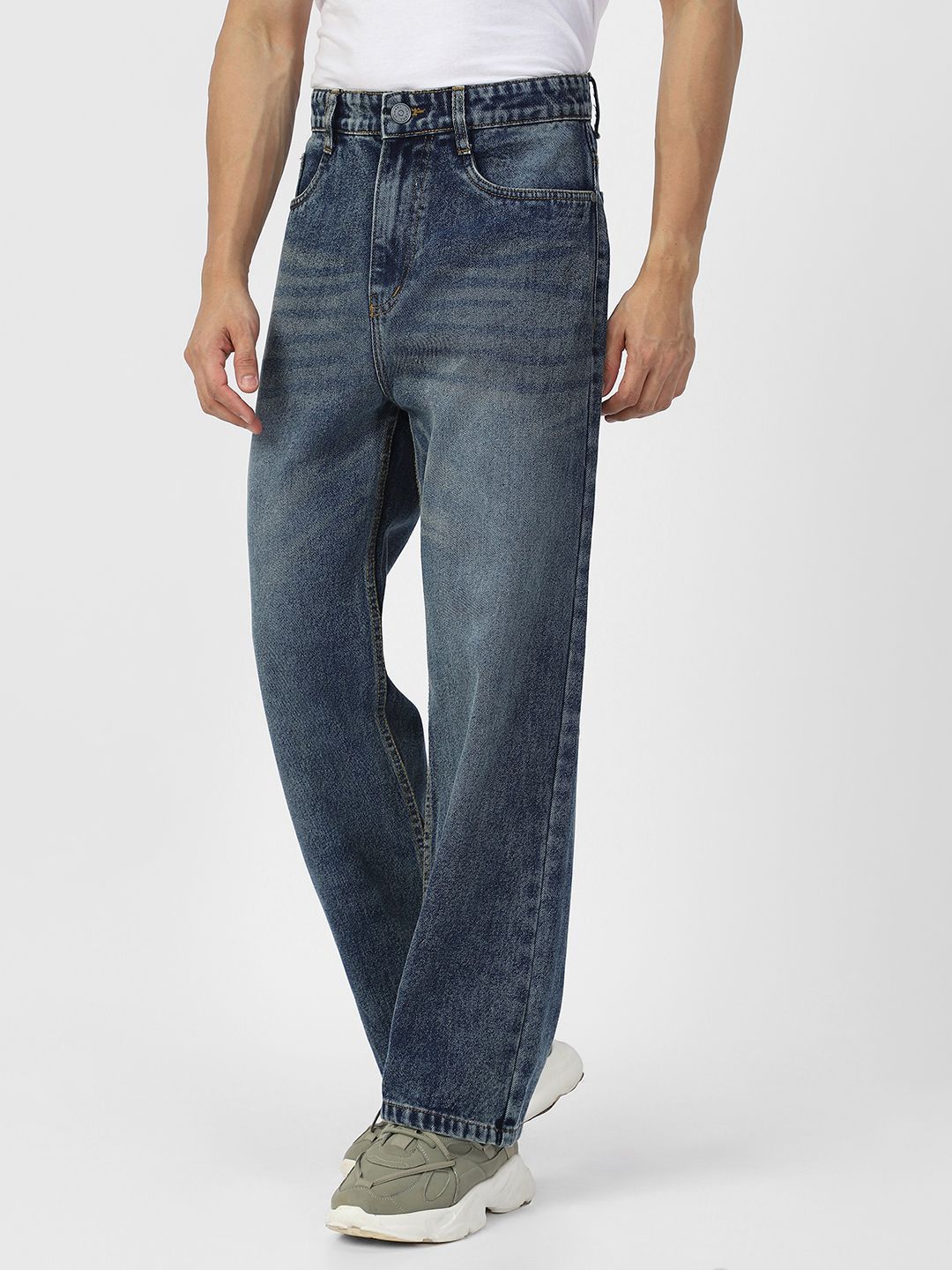 Urbano Fashion Men Loose Relaxed Fit Heavy Fade Jeans