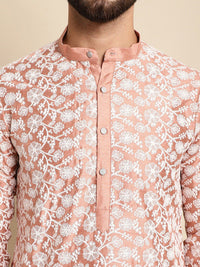 Anouk Floral Embroidered Band Collar Regular Kurta with Churidar