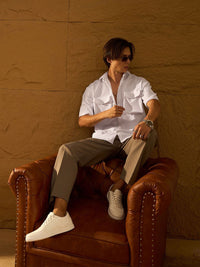 DENNISON Drop Shoulder Oversized Textured Double Pocket Shirt