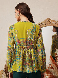QUIERO Women Floral Printed V-Neck Empire Top