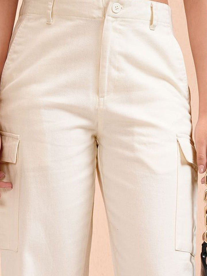 Street By Tokyo Talkies Women Cotton Straight Fit Cargos Trousers